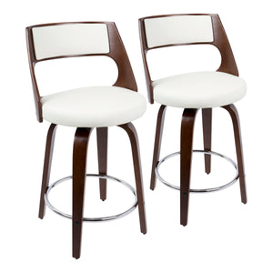 Cecina - Mid-Century Modern Fixed Height Counter Stool With Swivel And Round Footrest (Set of 2) by Couch.com