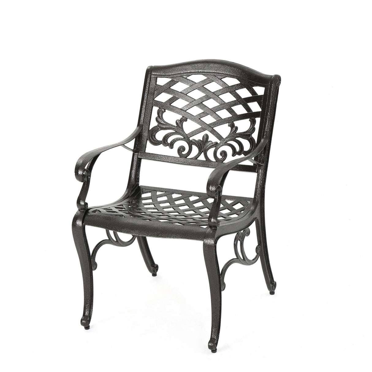 Luminea - Outdoor Aluminum Dining Chair With Scroll Design, Lattice Pattern And Cabriole Legs - Bronze by Couch.com