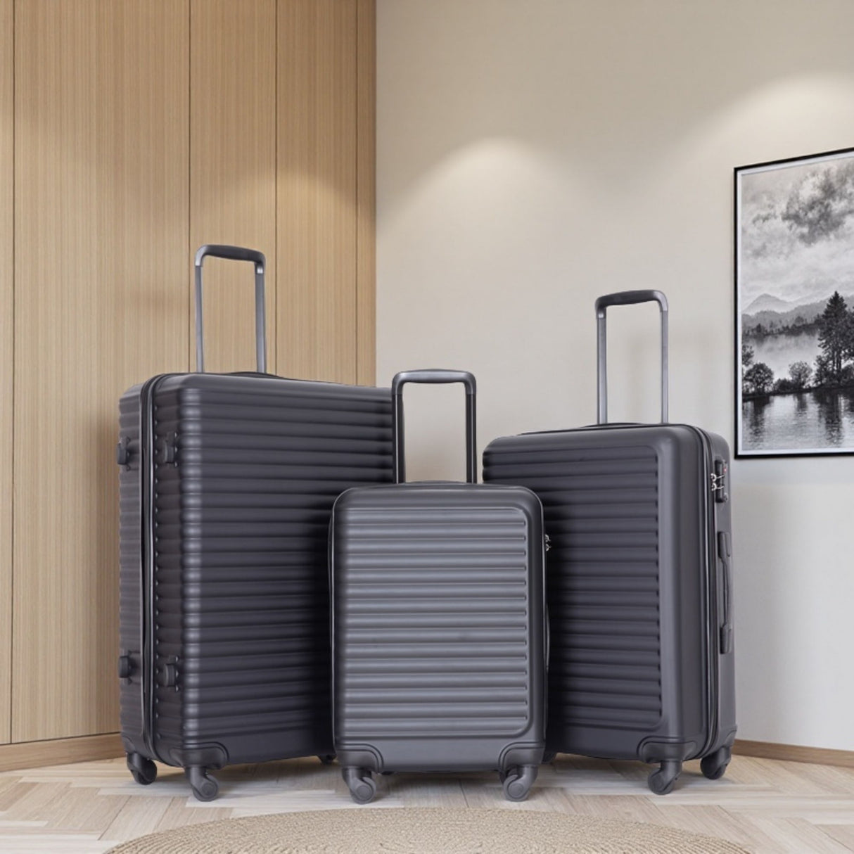 3 Piece Luggage Sets Lightweight Suitcase With Two Hooks, Spinner Wheels, Tsa Lock by Couch.com