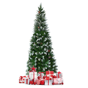5/6/7.5 Feet Artificial Pencil Christmas Tree with Pine Cones-5 Feet