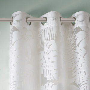 Palm Leaf Burnout Sheer Window Curtain White 50x63