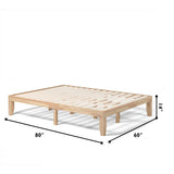 Queen Size 14 Inch Wooden Bed Mattress Frame-Brown