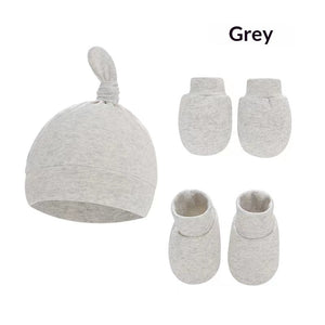 Newborn Hat Mittens And Socks Set With Rubber-soled Shoes