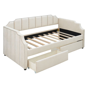 Upholstered Daybed With Drawers, Slat Support by Couch.com