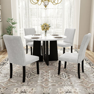 5 Piece Round Dining Table Set, Modern Dining Table And 4 Upholstered Chairs For Dining Room by Couch.com