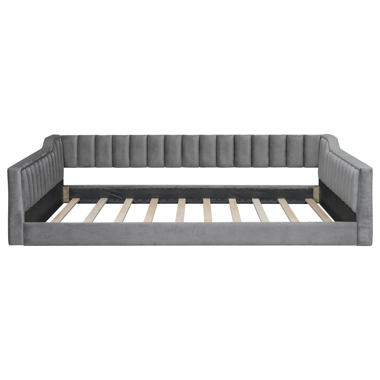 Full Long Size Upholstery Daybed And Side Storage Pocket - Gray by Couch.com