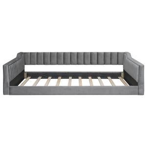 Full Long Size Upholstery Daybed And Side Storage Pocket - Gray by Couch.com
