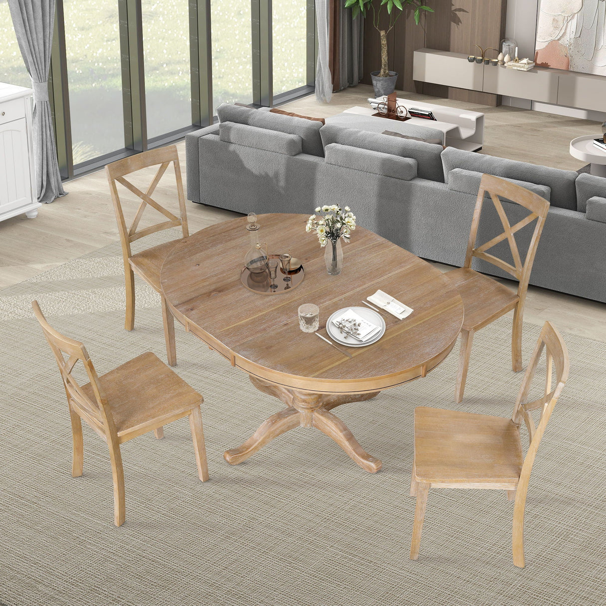 Modern Dining Table Set For 4, Round Table And 4 Kitchen Room Chairs, 5 Piece Kitchen Table Set For Dining Room, Dinette, Breakfast Nook by Couch.com