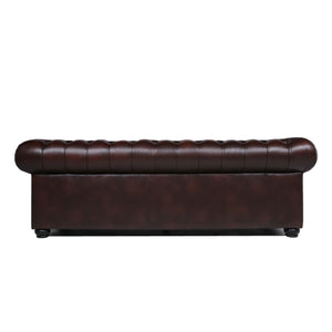 Traditional Tufted Leather Chesterfield Nailhead Sofa - Brown by Couch.com