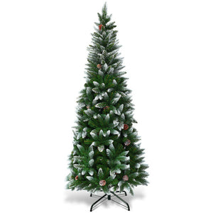 5/6/7.5 Feet Artificial Pencil Christmas Tree with Pine Cones-5 Feet