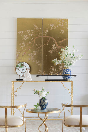 Cherry Blossom Wall Art Panels, Wall Decor For Living Room Dining Room Office Bedroom (Set of 2) - Gold by Couch.com