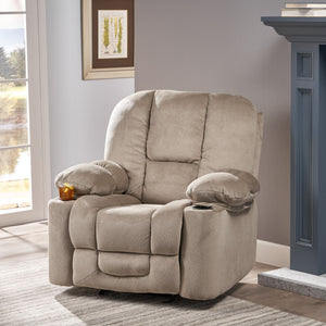 Luxurious Manual Recliner Chair with Skin-Friendly Fabric and Dual Cup Holders