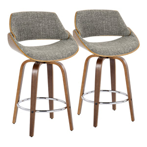 Fabrizzi - Mid Century Modern Fixed Height Counter Stool With Swivel With Round Footrest (Set of 2) by Couch.com