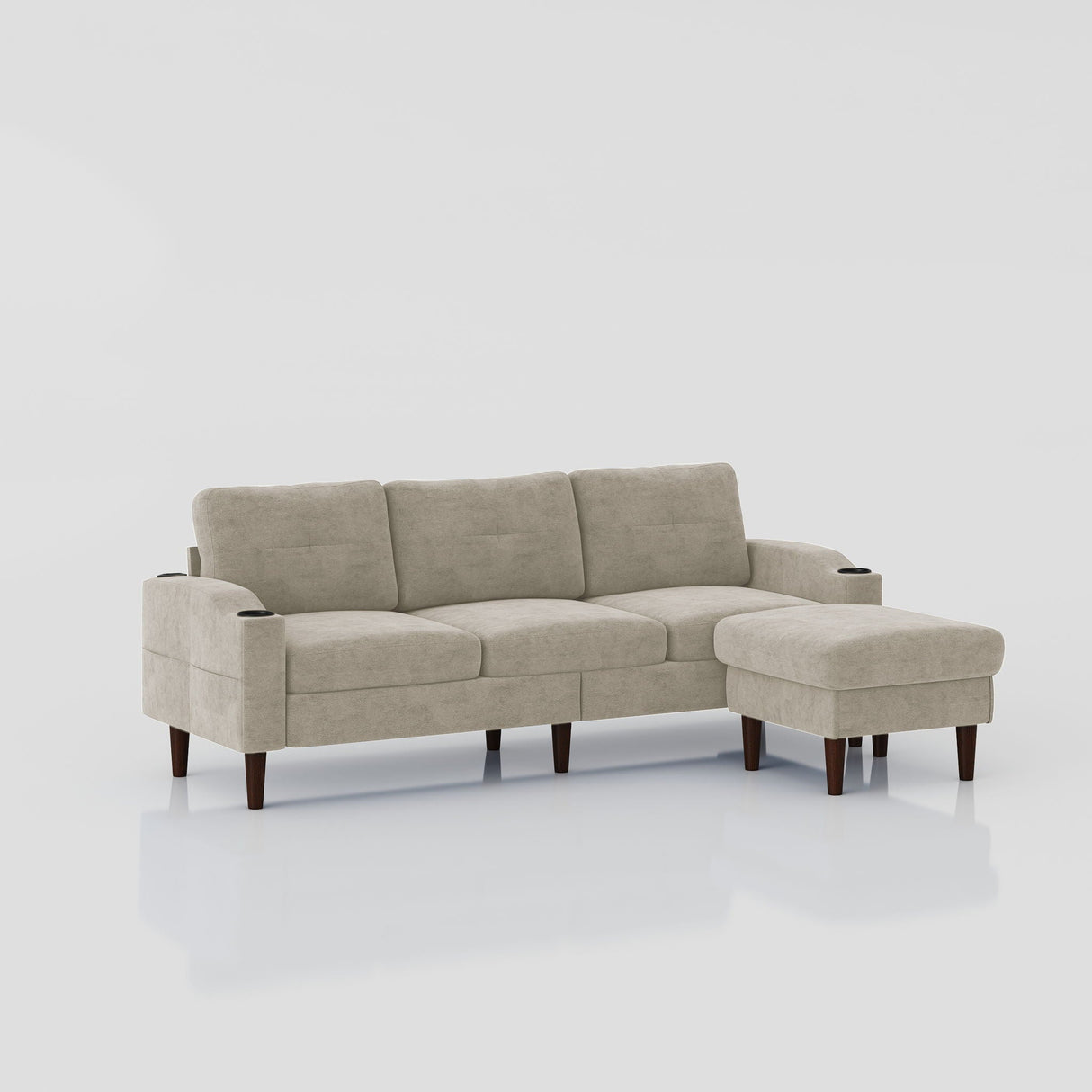 3 Seater Convertible Combination L Shaped Sofa With Footstools With Storage by Couch.com