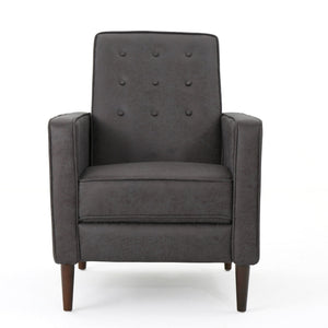 Macedonia Mid Century Modern Button Tufted Fabric Recliner - Slate