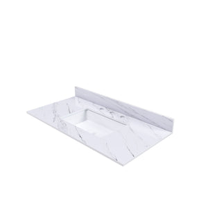 Bianco Carrara Venato Elegant Marble Vanity Top, Bathroom Vanity With Undermount Sink, Sintered Stone by Couch.com