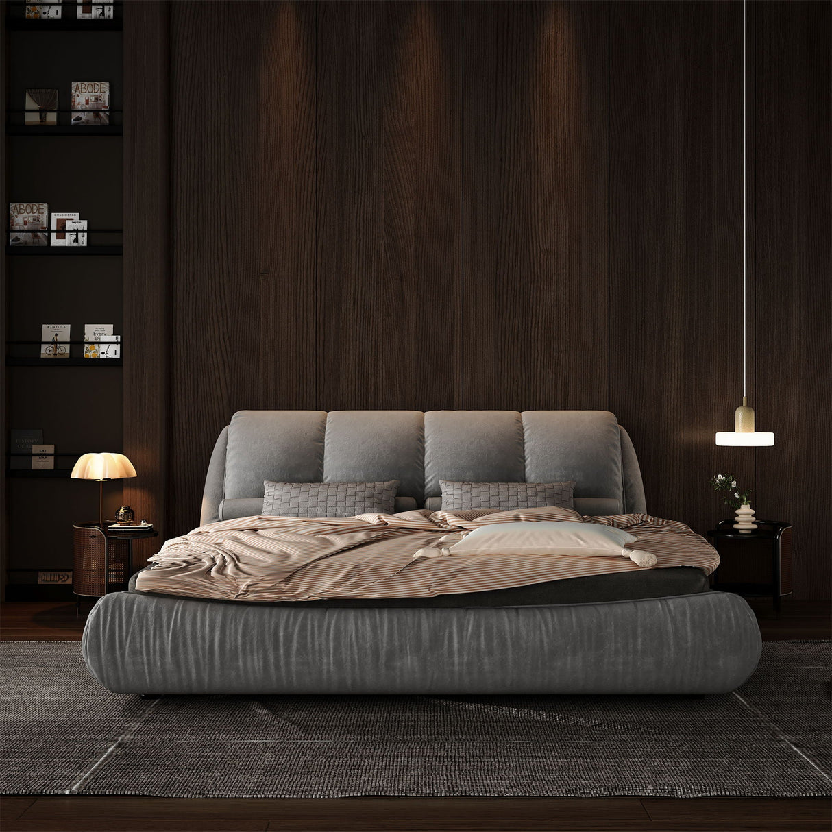 Luxury Upholstered Platform Bed With Oversized Padded Backrest And Solid Wood Frame by Couch.com