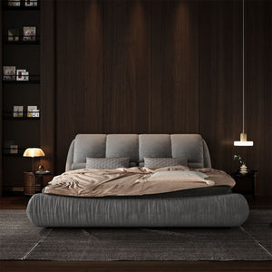 Luxury Upholstered Platform Bed With Oversized Padded Backrest And Solid Wood Frame by Couch.com