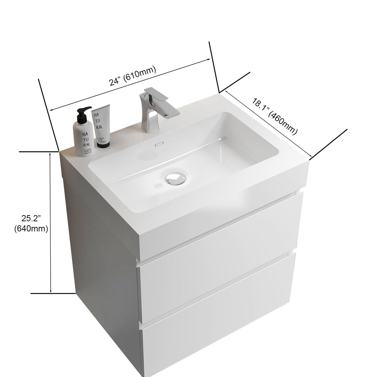 Alice - Bathroom Vanity With Large Storage, Sink Wall Mounted Floating Bathroom Vanity For Modern Bathroom, One-Piece Sink Basin Without Drain And Faucet by Couch.com