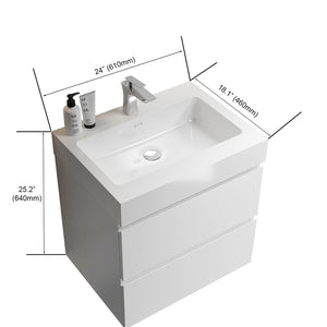 Alice - Bathroom Vanity With Large Storage, Sink Wall Mounted Floating Bathroom Vanity For Modern Bathroom, One-Piece Sink Basin Without Drain And Faucet by Couch.com