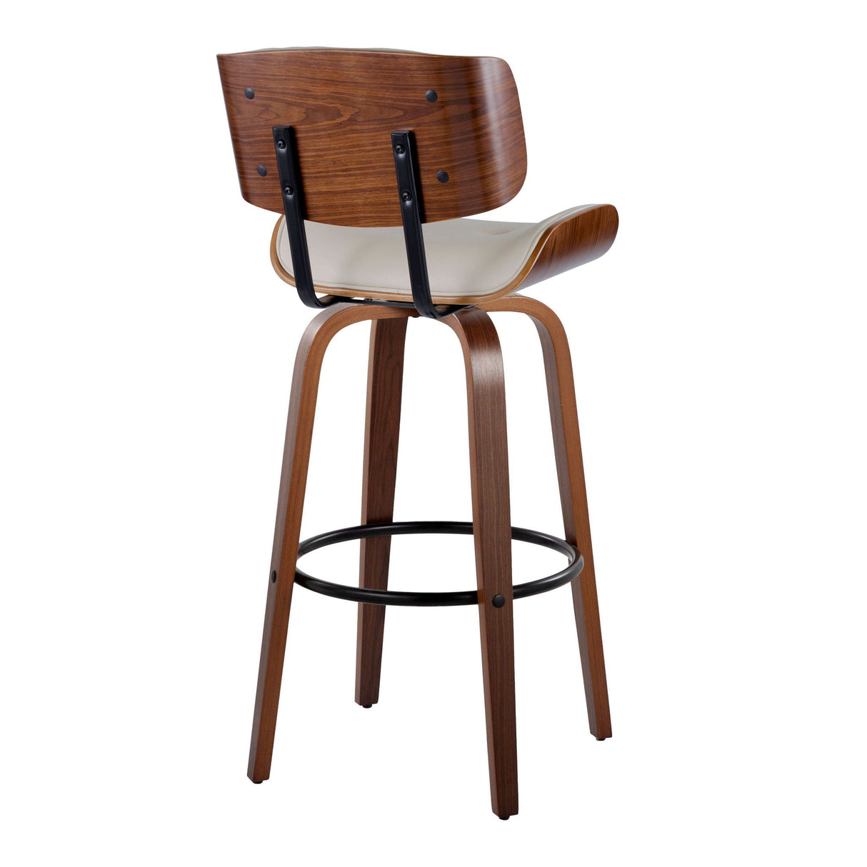Lombardi - Mid-Century Modern Fixed Height Barstool With Swivel With Round Footrest (Set of 2) by Couch.com