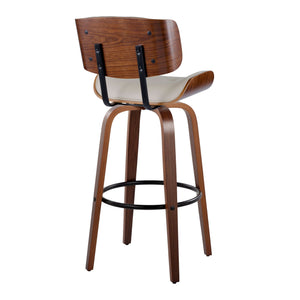 Lombardi - Mid-Century Modern Fixed Height Barstool With Swivel With Round Footrest (Set of 2) by Couch.com