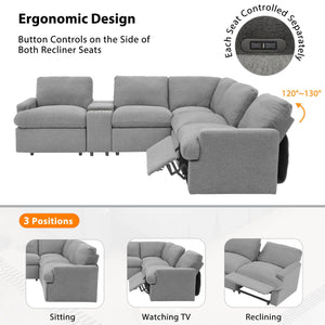 Power Recliner Corner Sofa Home Theater Reclining Sofa Sectional Couches With Storage Box, Cup Holders, USB Ports And Power Socket For Living Room by Couch.com