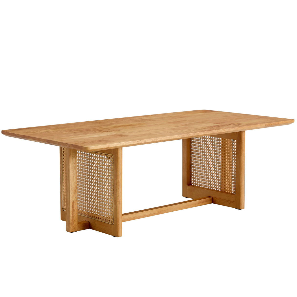 Rubber Wood And Solid Wood Coffee Table Modern Minimalist Rattan Weaving Design, Living Room Balcony, Multifunctional Small Sized Furniture - Natural by Couch.com