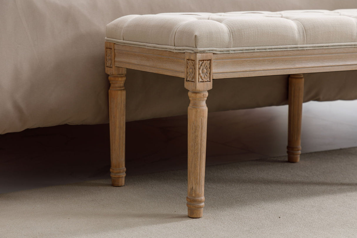 Upholstered Tufted Bench Ottoman, Dining Bench Bedroom Bench Footrest Stool Accent Bench For Entryway Dining Room Living Room - Beige by Couch.com