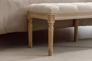 Upholstered Tufted Bench Ottoman, Dining Bench Bedroom Bench Footrest Stool Accent Bench For Entryway Dining Room Living Room - Beige by Couch.com
