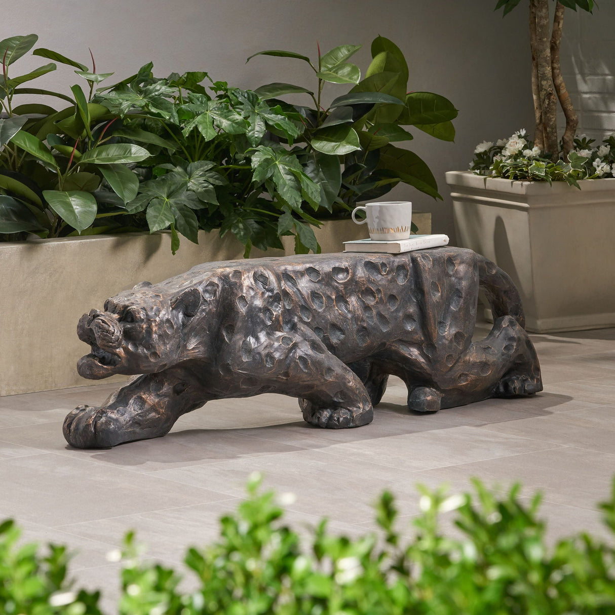 Leopard Lightweight Concrete Bench - Copper by Couch.com