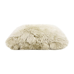 Astrid - Square New Zealand Sheepskin Accent Throw Pillow Cover With Feather Insert - Taupe / Natural by Couch.com