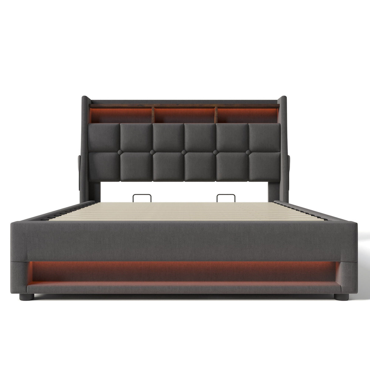 Upholstered Platform Bed With A Hydraulic Storage System, LED And USB Charging (Without Mattress) by Couch.com