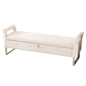 Wide Storage Soft Ottoman Bench With Armrests by Couch.com