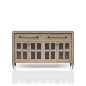Power Ready - Buffet With Glass Cabinet Doors - Sand