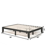 Queen Size 14 Inch Wooden Bed Mattress Frame-Brown