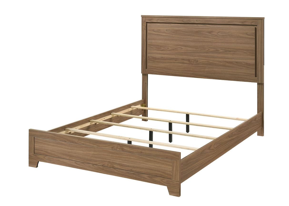 Walnut / Chestnut 3pc Queen Size Bedroom Set with Nightstands