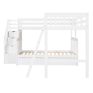 Solid L Shaped Bunk Bed With 3 Drawers, Ladder And Staircase by Couch.com