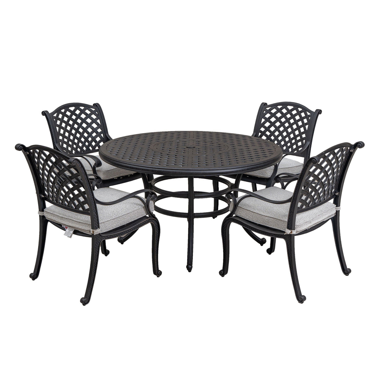 Stylish Outdoor 5 Piece Aluminum Dining Set With Cushion (4 Arm Chairs And Table) - Sandstorm by Couch.com