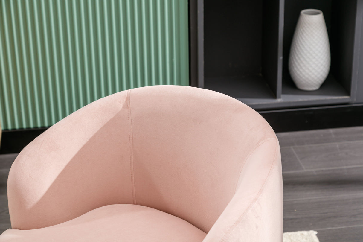 Velvet Fabric Swivel Accent Armchair Barrel Chair With Powder Coating Metal Ring by Couch.com