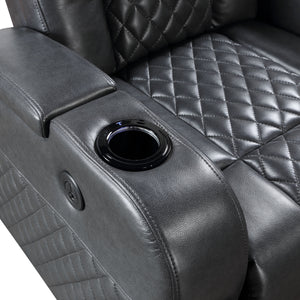 Alair - Leather Aire Power Motion Recliner With Bluetooth, Wireless Charger Cupholder - Dark Gray by Couch.com