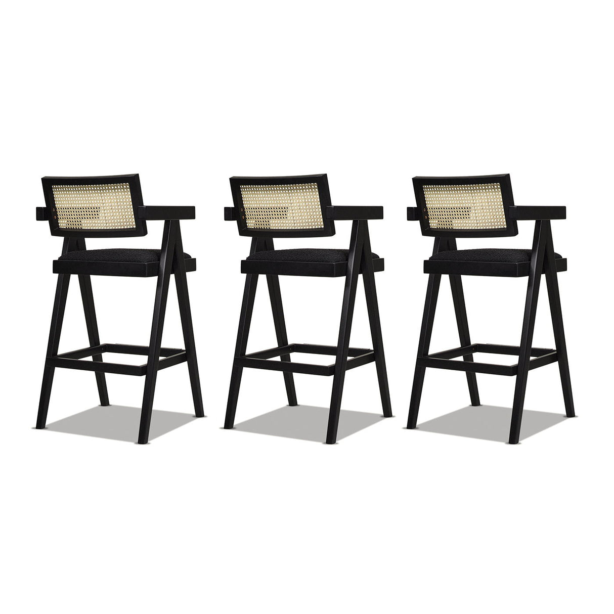 Milan - Modern Webbing Back Stool With Arms (Set of 3) by Couch.com