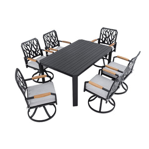 Outdoor Patio Furniture Dining Set With Sunbrella Fabric, Rectangular Table With Umbrella Hole by Couch.com