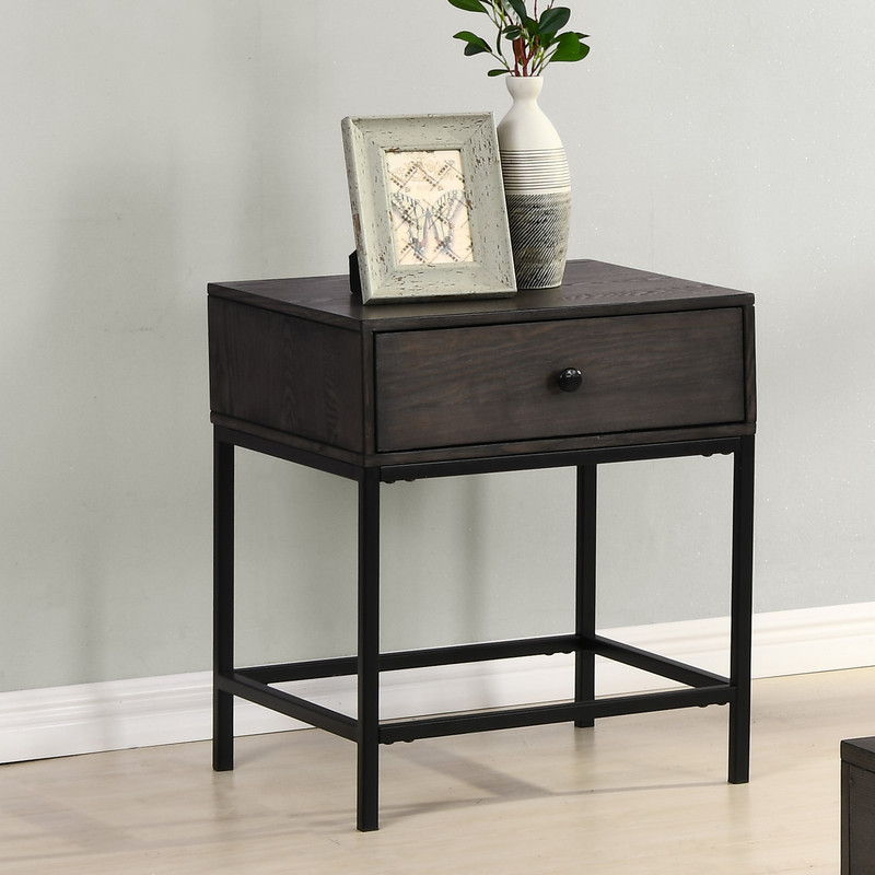 Ava - MDF End Table With Charging Ports And Metal Base - Espresso by Couch.com