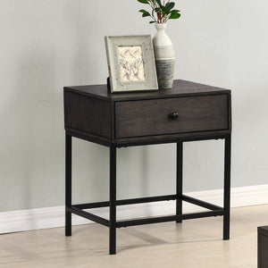 Ava - MDF End Table With Charging Ports And Metal Base - Espresso by Couch.com