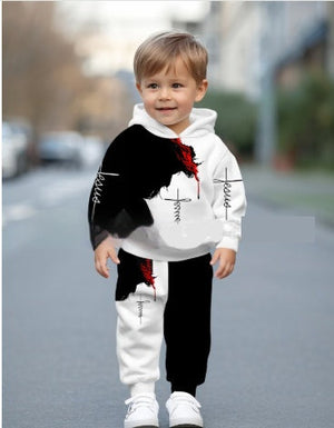 Trendy Cool Kids Casual Sports Hoodie Set