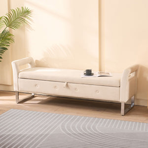 Wide Storage Soft Ottoman Bench With Armrests by Couch.com