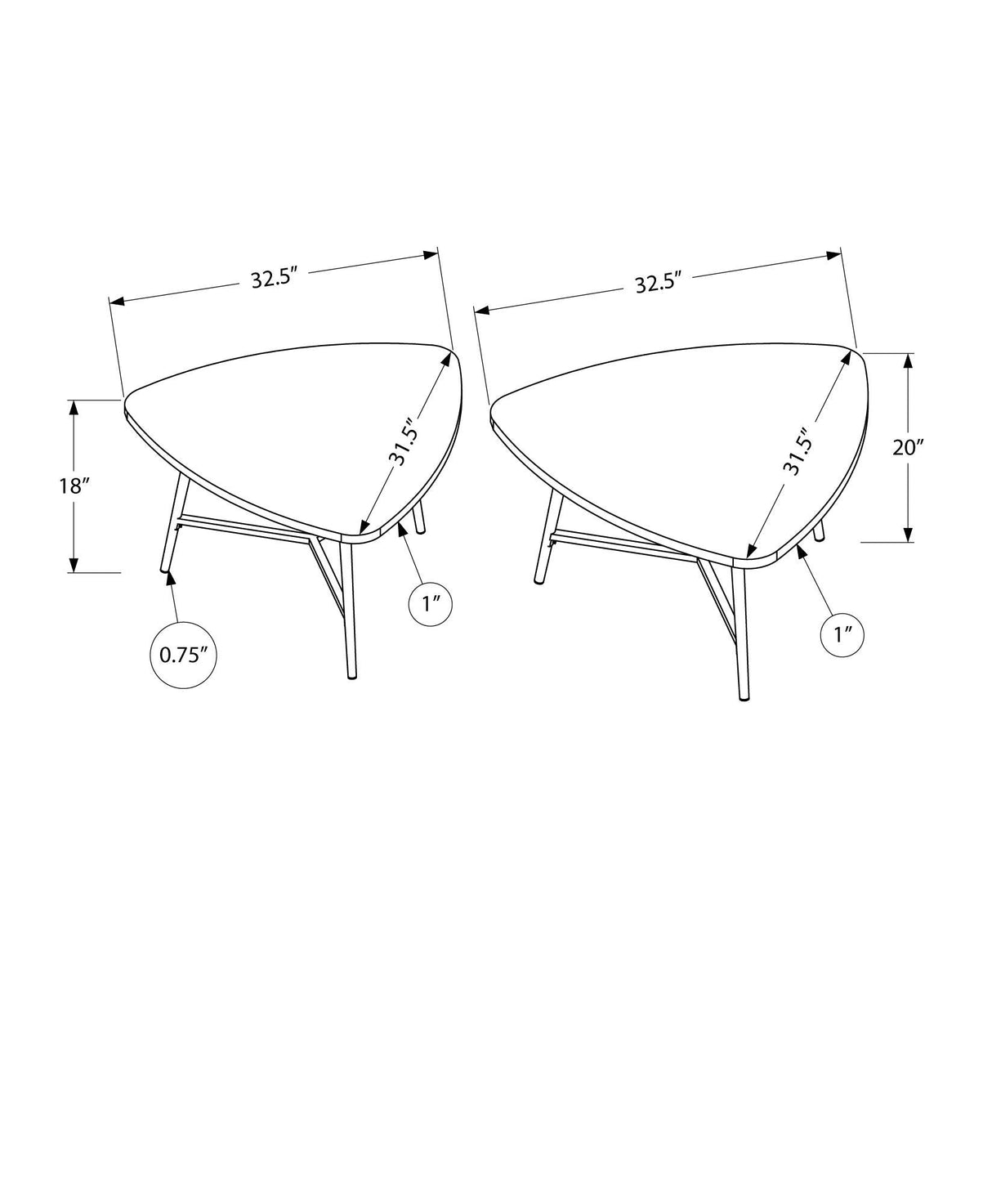 Table Set, Coffee, End, Side, Accent, Living Room / Beige Laminate, Contemporary, Modern (Set of 2) - Taupe by Couch.com