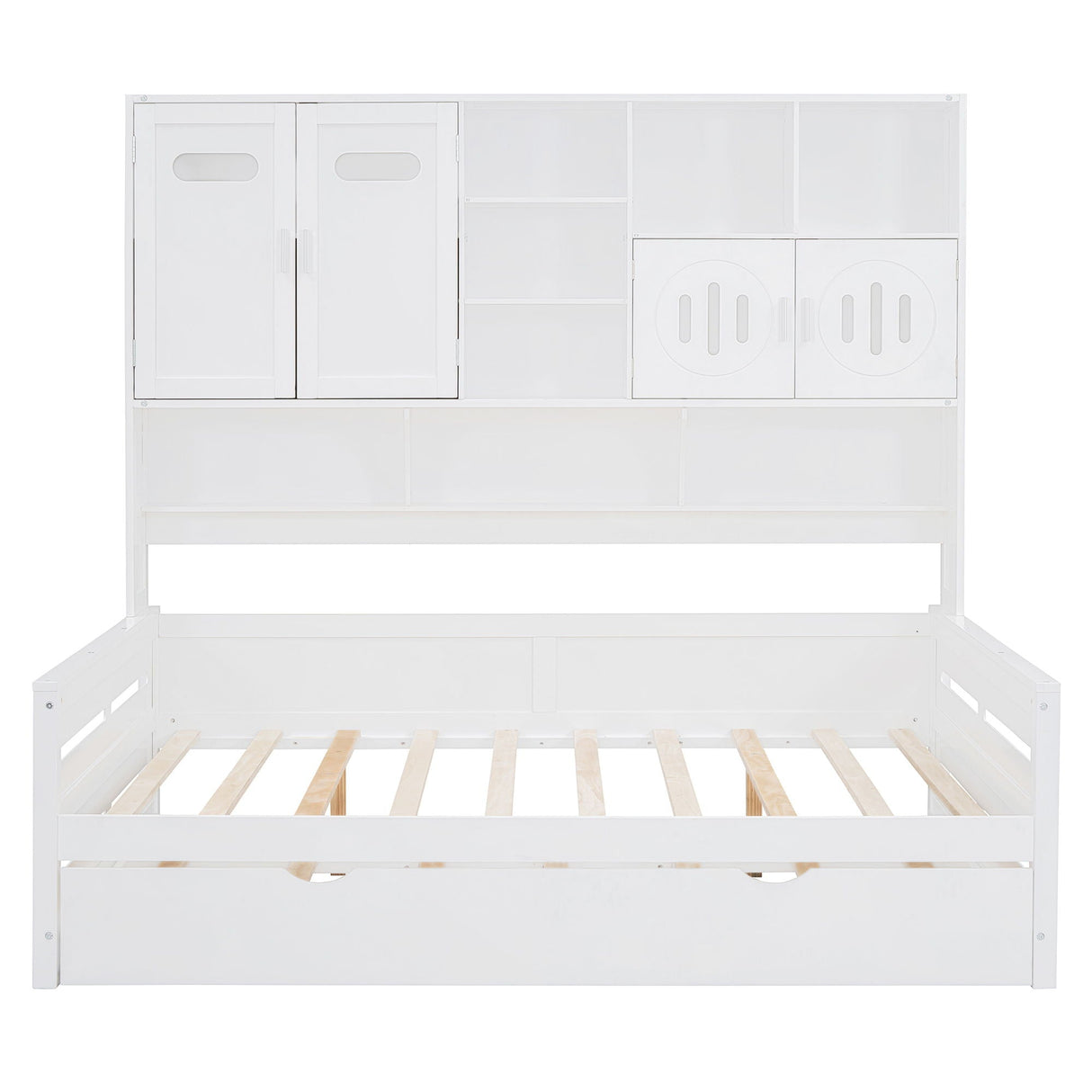 Daybed With All-In-One Cabinet And Shelf