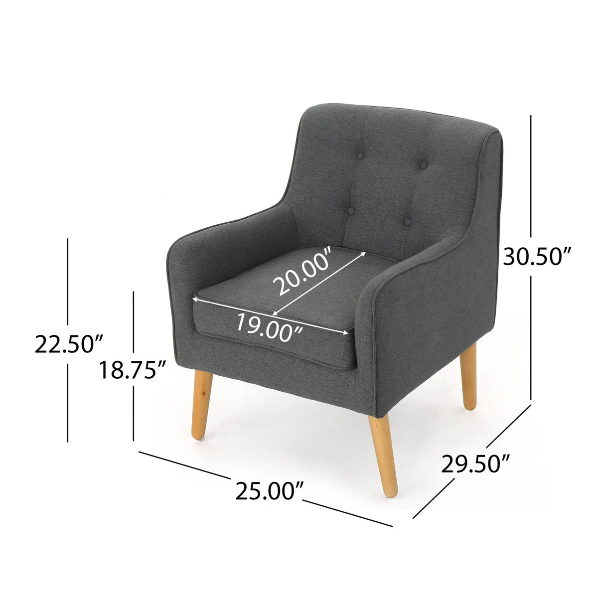 Modern Arm Chair With Tufted Back And Wooden Legs by Couch.com